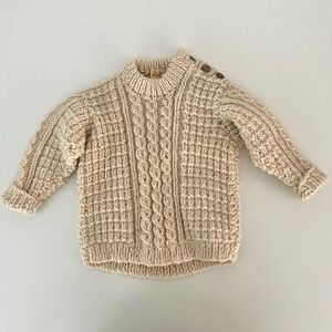 Vintage Aran Cable Knit Wool Sweater made in Ireland